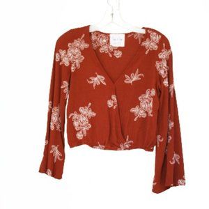 Sadie and Sage Boho Floral Crinkled Women's Blouse